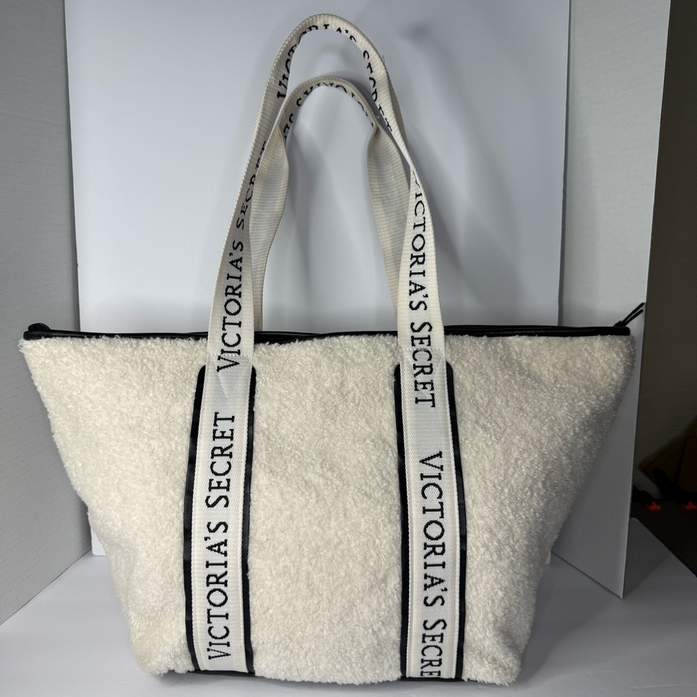 Victoria's Secret White Tote Bag with Black Accents